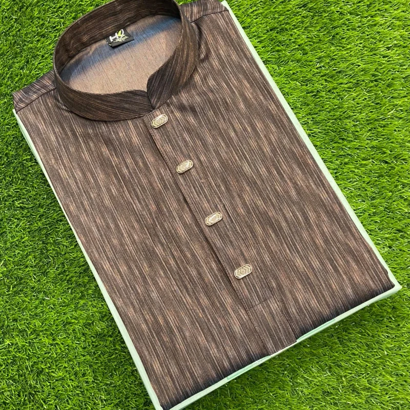 Fancy Cotton Panjabi Brown Code-006
