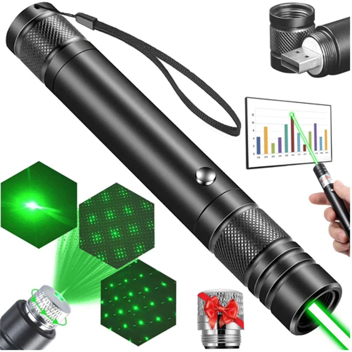 Green Rechargeable Laser Pinner Laser Light - Thumbnail 4