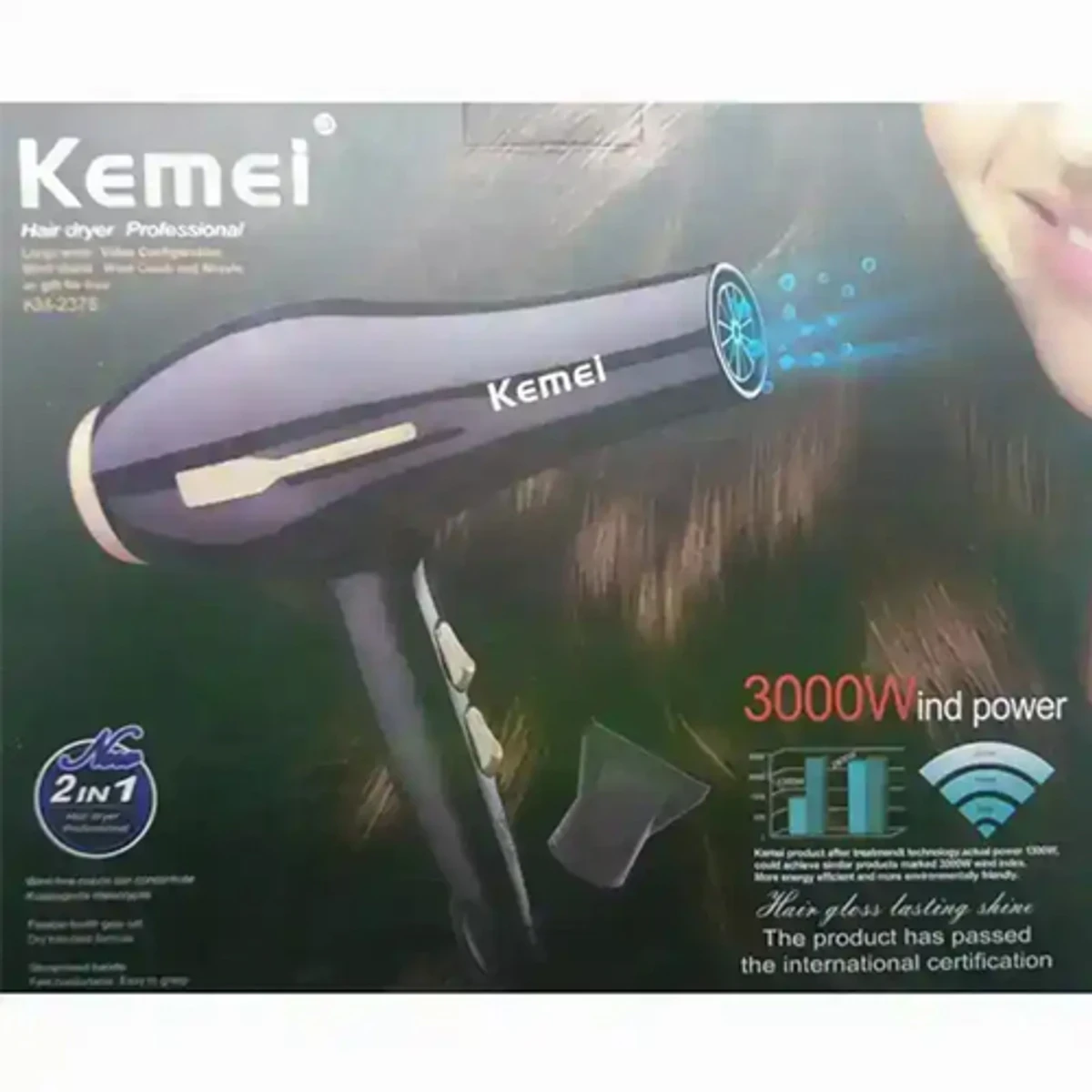 KEMEI 2 IN 1 HAIR DRYER 3000W - Thumbnail 4