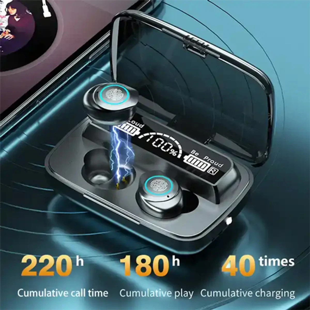 M17 TWS Wireless Bluetooth V5.1 Headset with Microphone LED Display HiFi Stereo - Thumbnail 7