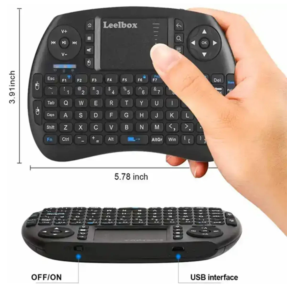 Wireless Mini Keyboard Remote Control Touchpad Mouse Combo Controller - Thumbnail 4