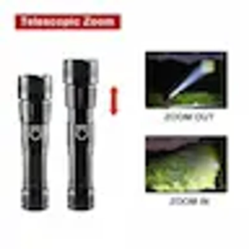 Rechargeable Zoom LED Flashlight USB Torch Light - Thumbnail 3