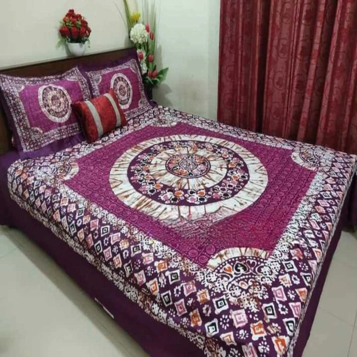 Dark Purple Color King Size Bed Sheet