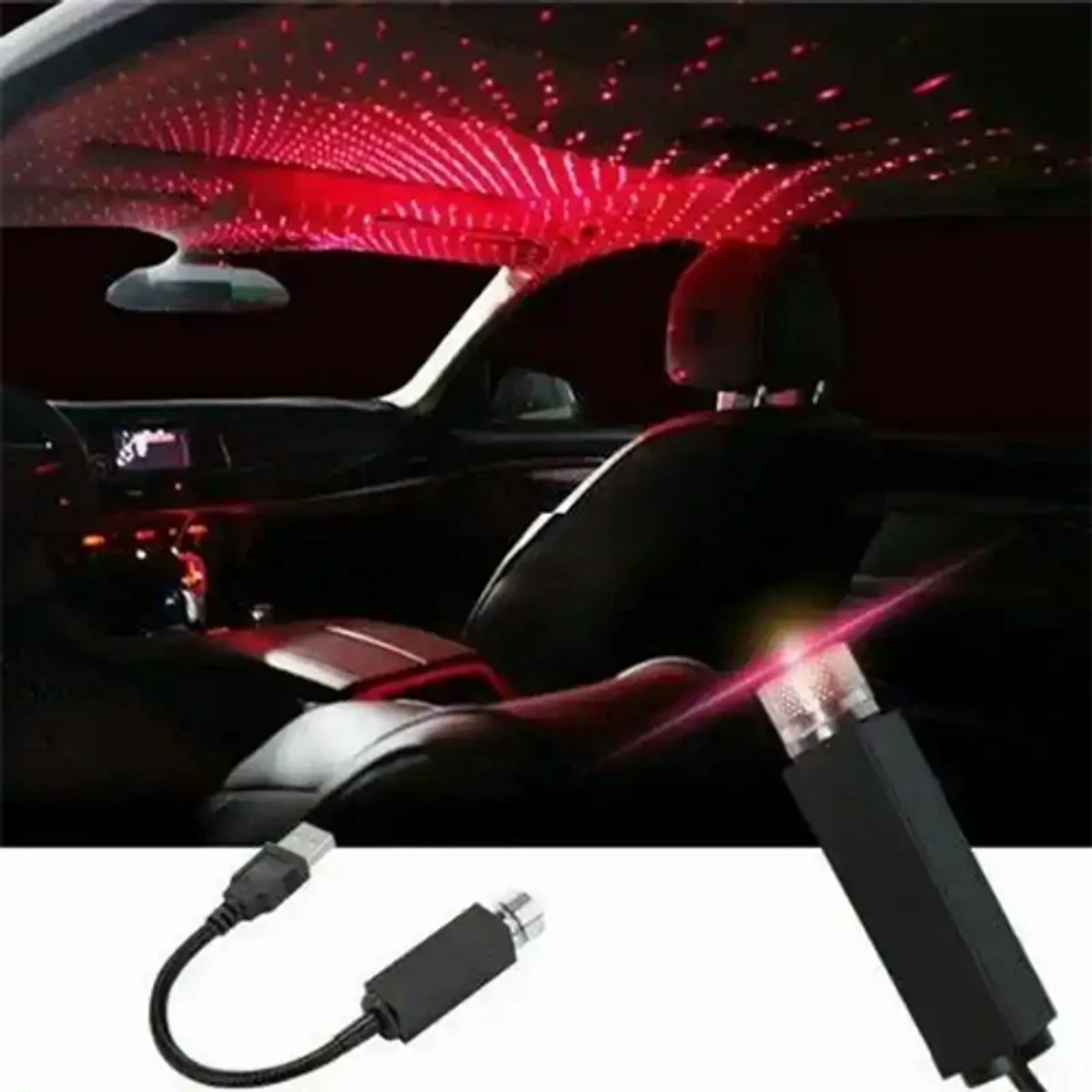 Mini Led Projection Lamp Star Night, Mini Projection Lamp Star Night USB Plug for Car (Blue + Red) - Thumbnail 4