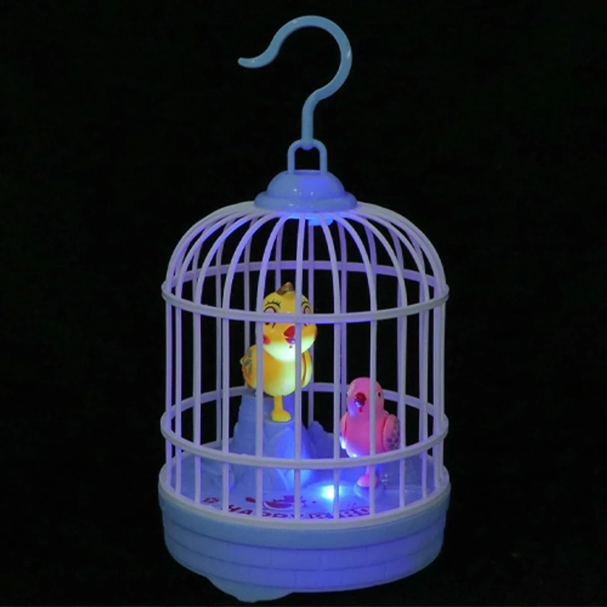 Talking Birds Cute Mini Bird Cages Voice Sensing Dual Bird Plastic Electronic Bird Toys - Thumbnail 3