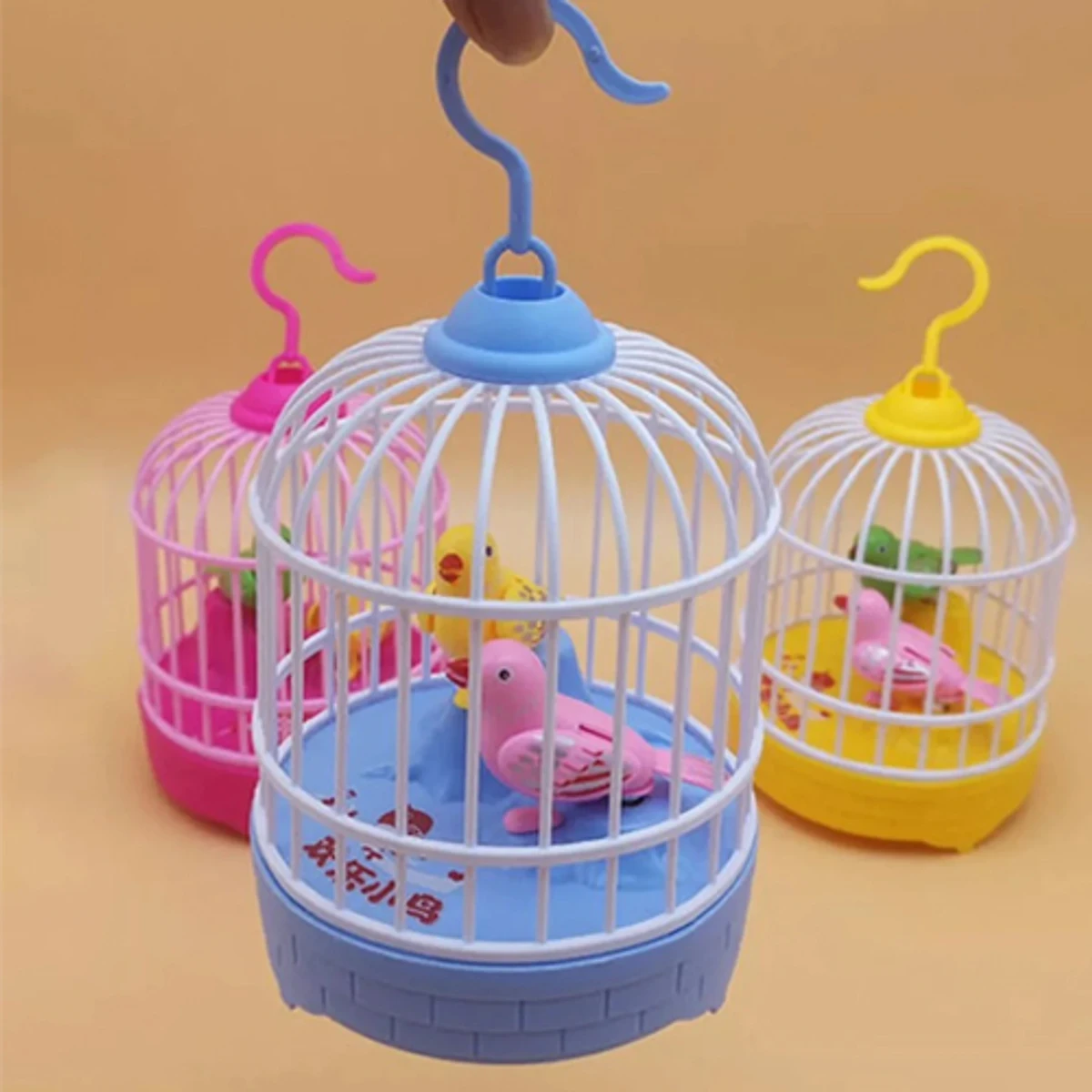Talking Birds Cute Mini Bird Cages Voice Sensing Dual Bird Plastic Electronic Bird Toys - Thumbnail 7