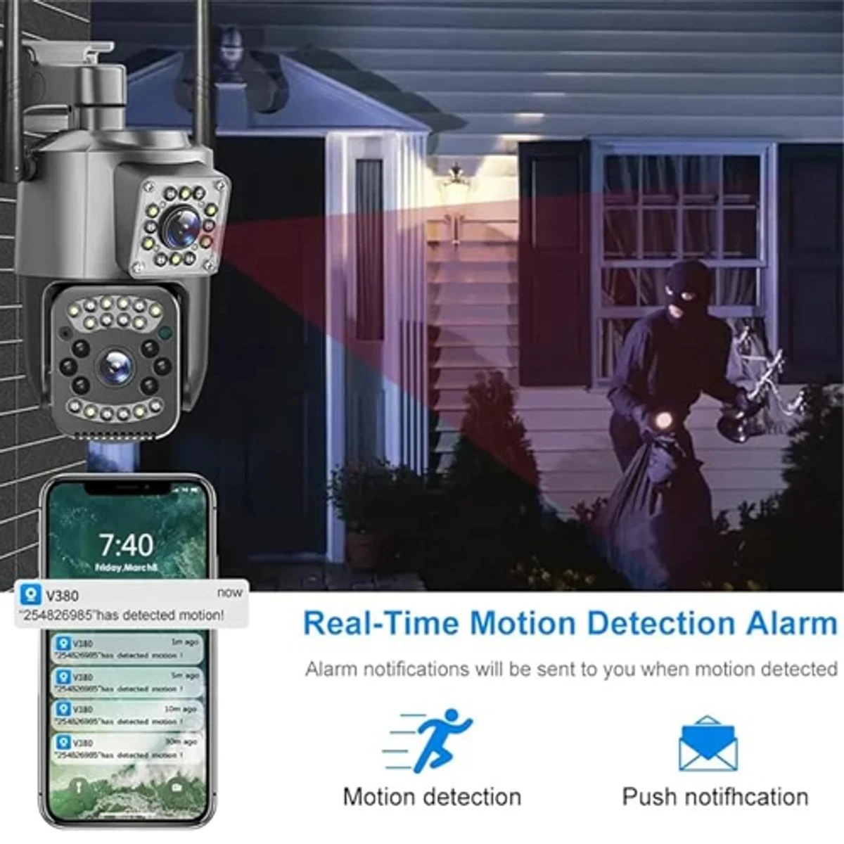 V380 WiFi Dual Lens Security Smart Ip Camera - Thumbnail 4