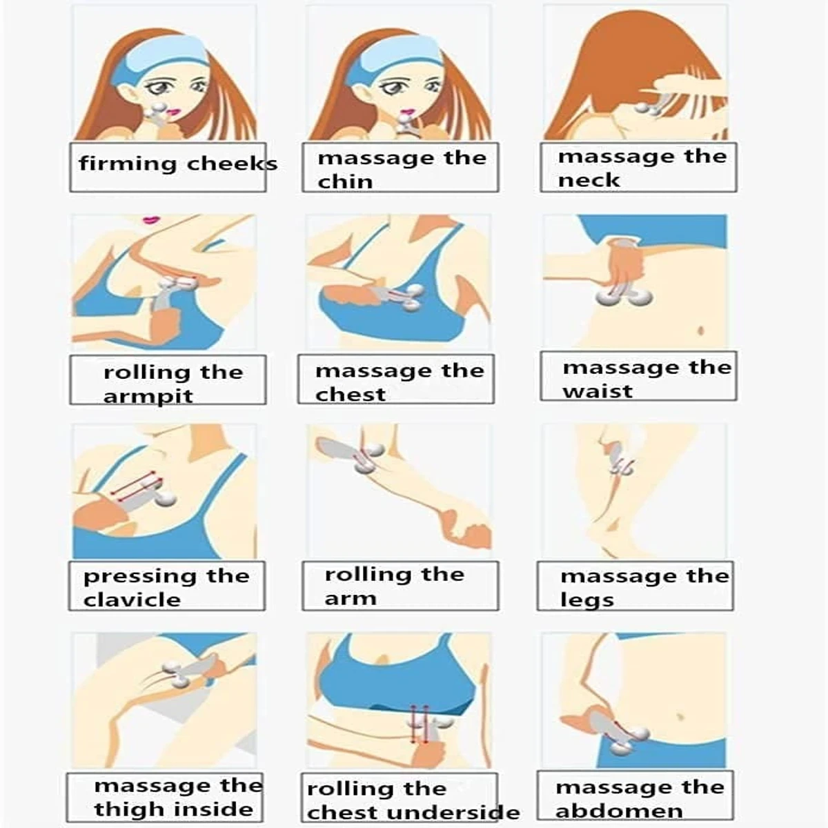 Face Body Roller Massager, 3D Roller Face Massager Y-Shape Face Lift Tool Firming Beauty Massage Body Face Massager (Silver) - Thumbnail 6