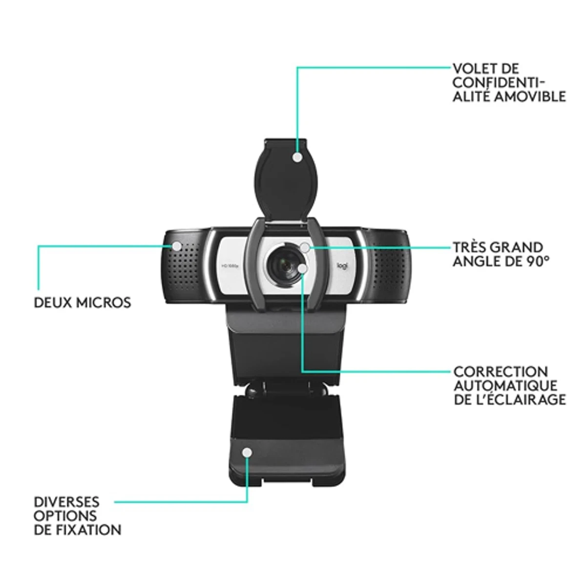 Logitech C930c HD Webcam- Zeiss Lens USB Video Camera 4 Time Digital Zoom Web Cam - Thumbnail 5