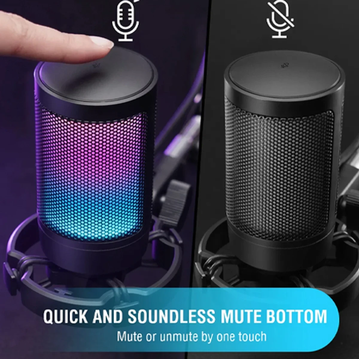 RGB Gaming USB Microphone For PC, PS5- Fifine Ampligame A6 RGB USB Microphone - Thumbnail 5