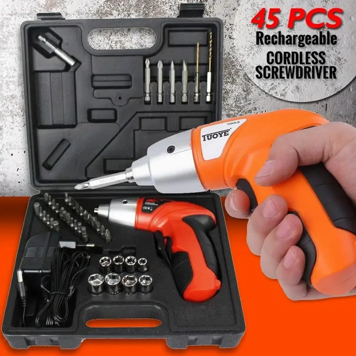 45 Pcs Tools Set Rechargeable Cordless Screwdriver - Thumbnail 3