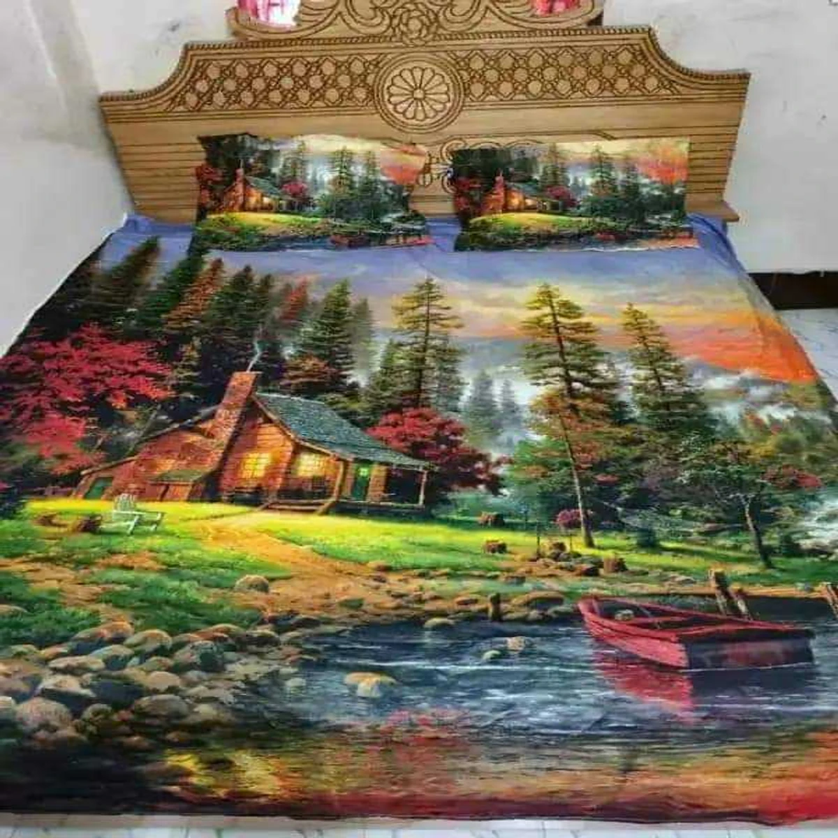 Scenery Design King Size Bed Sheet Set