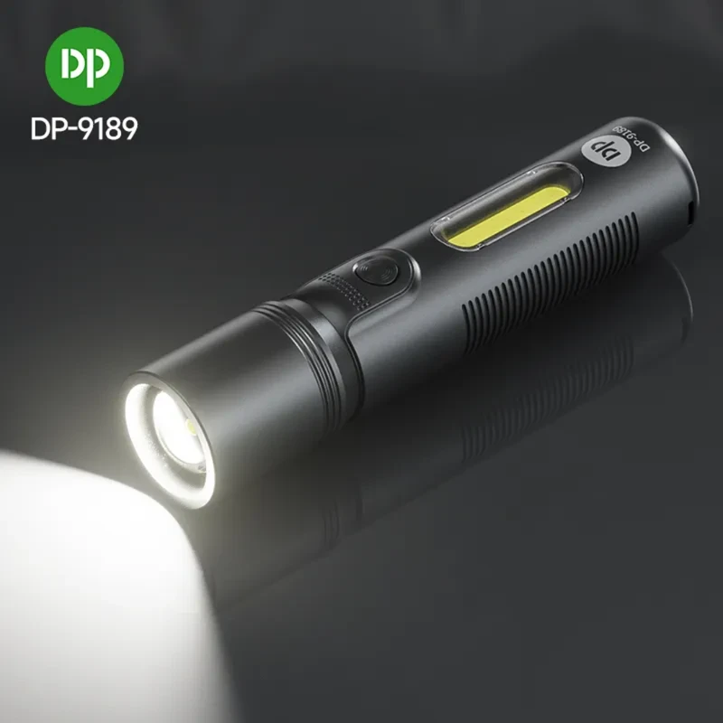 DP-9189 Zoom Mini EDC Pocket LED Flashlight – Portable, Rechargeable, and USB-C Powered with Stepless Dimming
