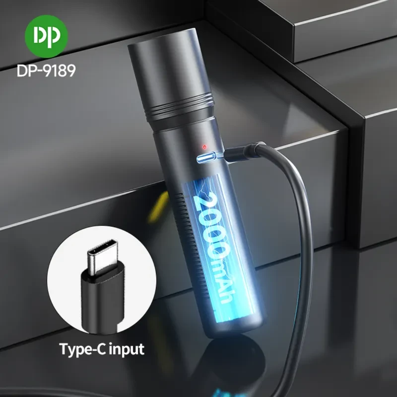 DP-9189 Zoom Mini EDC Pocket LED Flashlight – Portable, Rechargeable, and USB-C Powered with Stepless Dimming - Image 5
