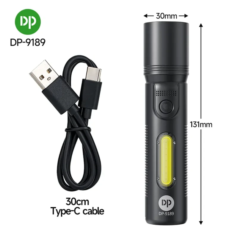 DP-9189 Zoom Mini EDC Pocket LED Flashlight – Portable, Rechargeable, and USB-C Powered with Stepless Dimming - Image 6