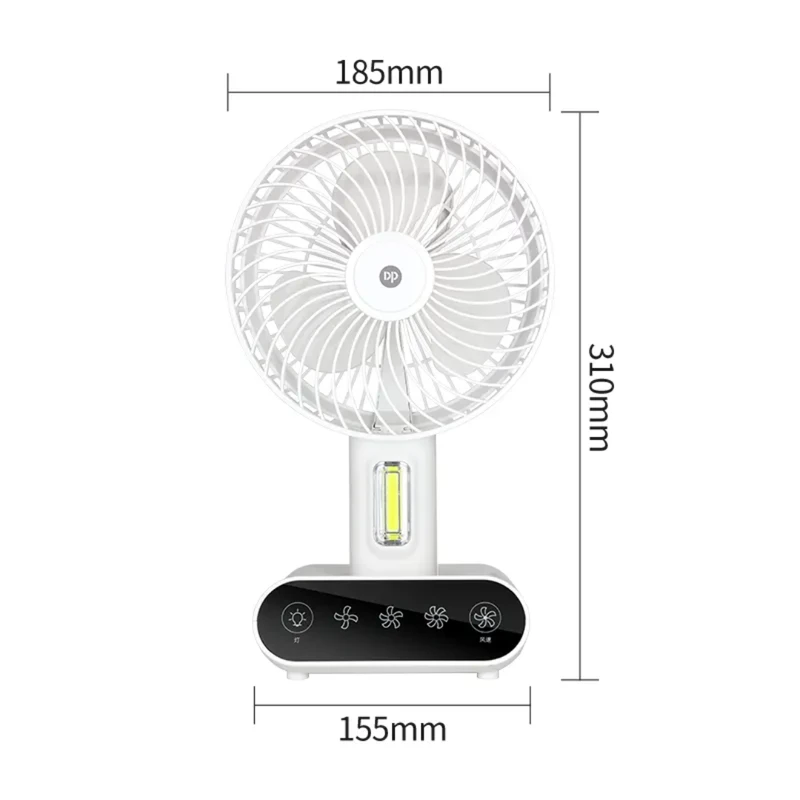 DP-7624 Desktop Portable Rechargeable Fan – USB Charging, Emergency LED Light, Touch Switch, 90° Foldable for Home & Outdoor Use - Image 6
