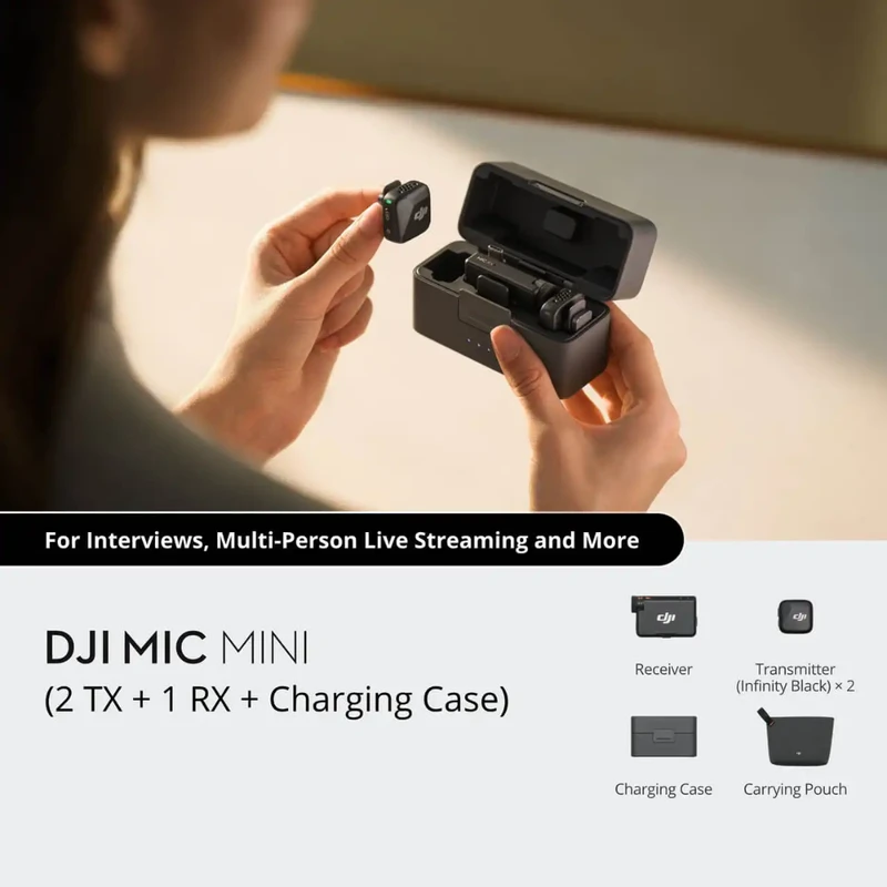 DJI Mic Mini (2 TX + 1 RX + Charging Case) – Original Wireless Microphone System for Clear Audio Recording - Image 4