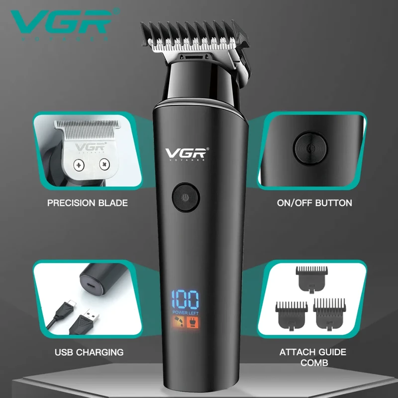 VGR V-937 Professional Cordless Hair Clipper – Rechargeable Barber Trimmer for Men | Precision Cutting & Stylish Design