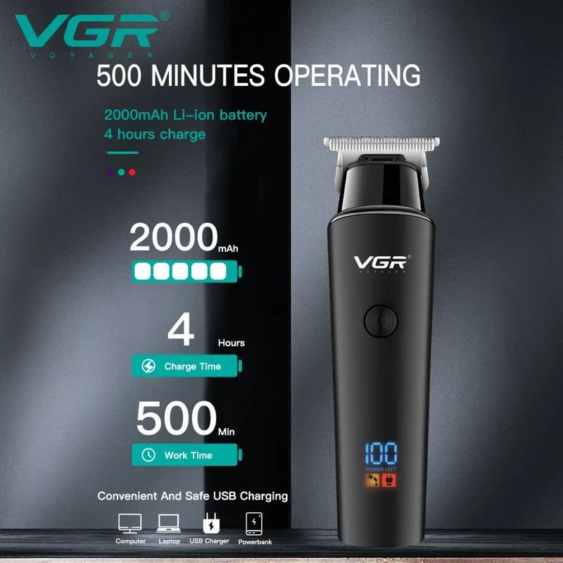 VGR V-937 Professional Cordless Hair Clipper – Rechargeable Barber Trimmer for Men | Precision Cutting & Stylish Design - Image 3