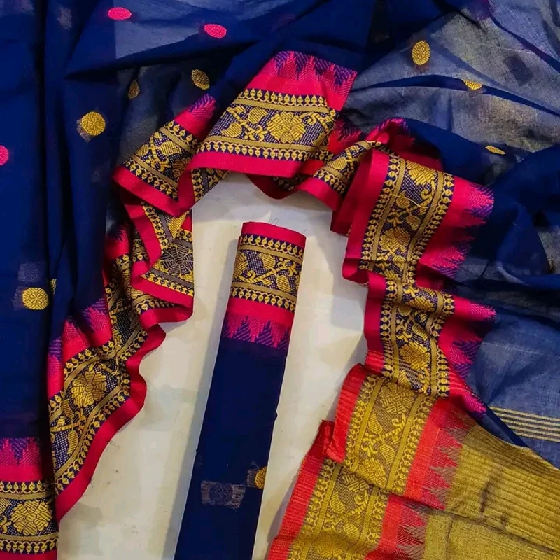 পিওর আড়ং কটন নকশী পাইর শাড়ী - Image 5