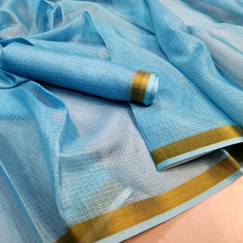 💙 স্কাই ব্লু ইন্ডিয়ান কোটা শাড়ি – হালকা, আরামদায়ক ও ট্রেন্ডি! মাত্র ১৬০০ টাকায়! - Image 5