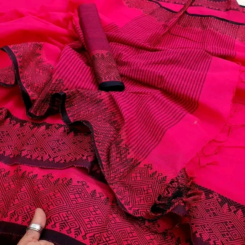 পিওর আড়ং কটন নকশী পাইর শাড়ি