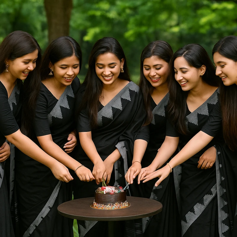 বিয়ে, গায়ে হলুদ ও পার্টির জন্য একই ডিজাইনের শাড়ি | Same Design & Color Saree – Multiple Pieces for Group Events - Image 4