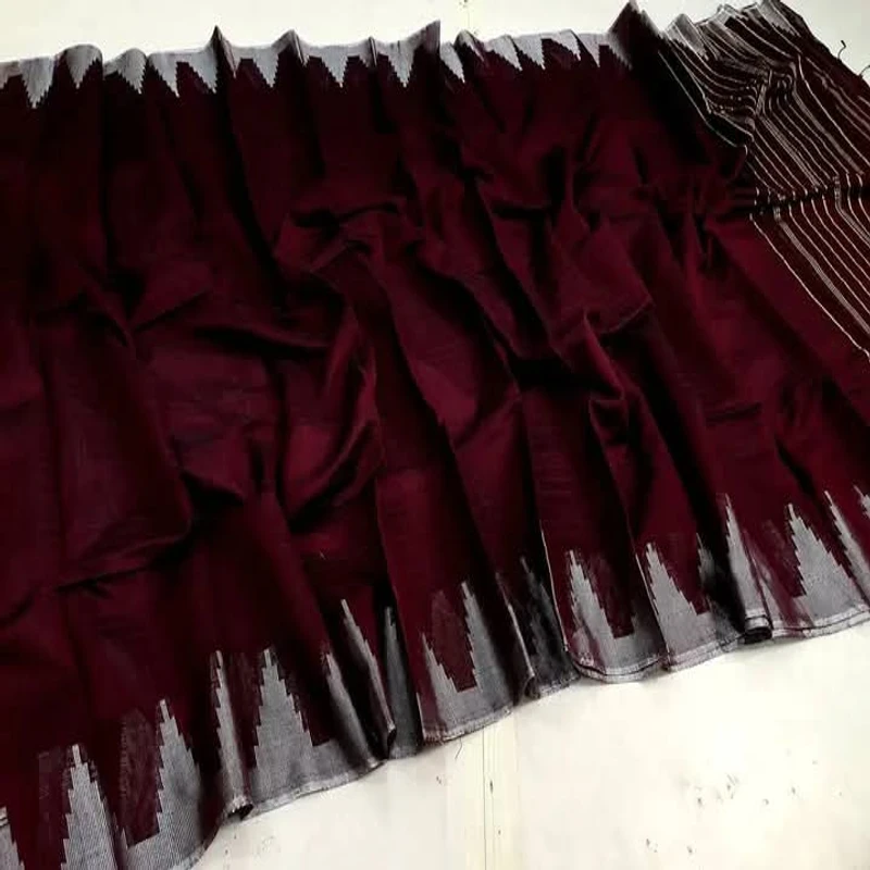 হাফ সিল্ক টেম্পল পাড় শাড়ি