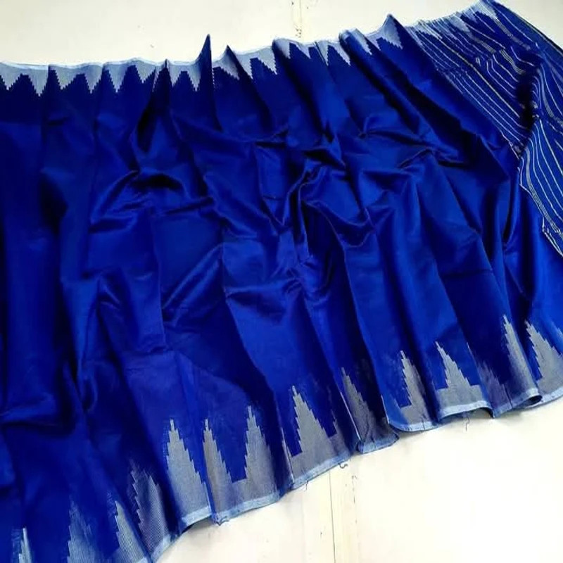 হাফ সিল্ক টেম্পল পাড় শাড়ি - Image 5