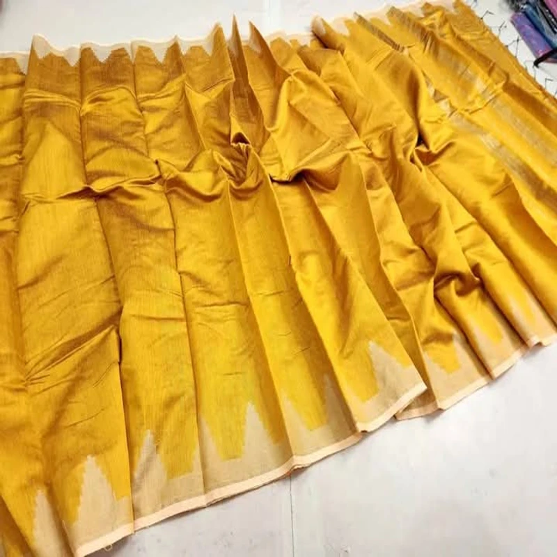 হাফ সিল্ক টেম্পল পাড় শাড়ি - Image 7