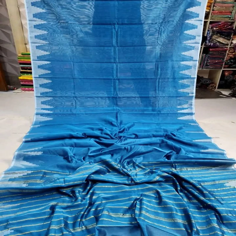 হাফ সিল্ক টেম্পল পাড় শাড়ি - Image 11