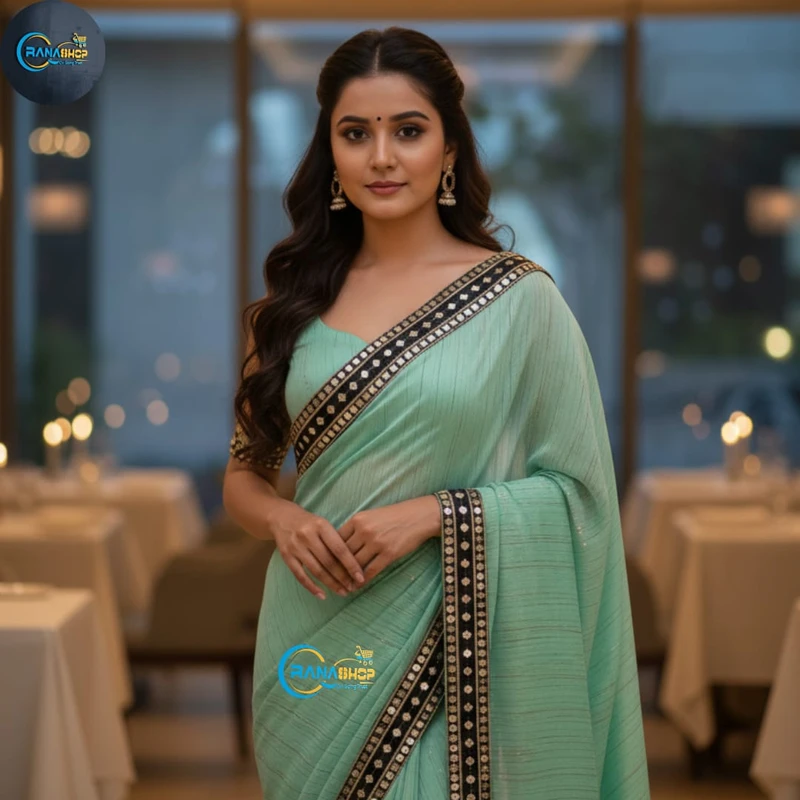 Exclusive Mirror Work Designer Georgette Saree Collectio - Image 4