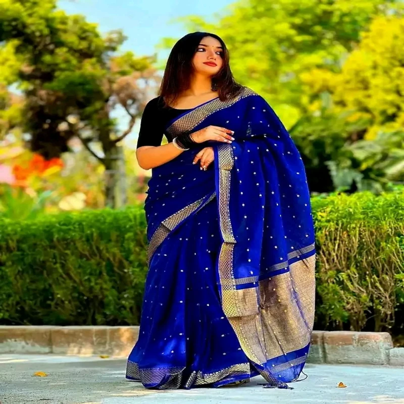 পিওর আড়ংয়ের কটন নকশি পাড় শাড়ি