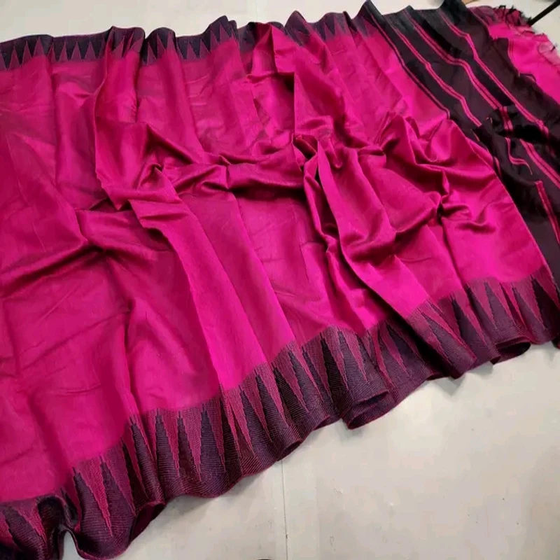 হাফ সিল্ক টেম্পল পাড় শাড়ি