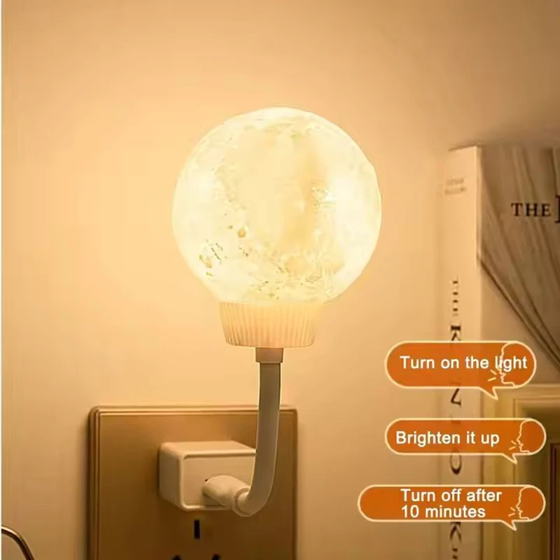 Moon Light Voice Controlled LED Lamp – Hands-Free 3D Night Light