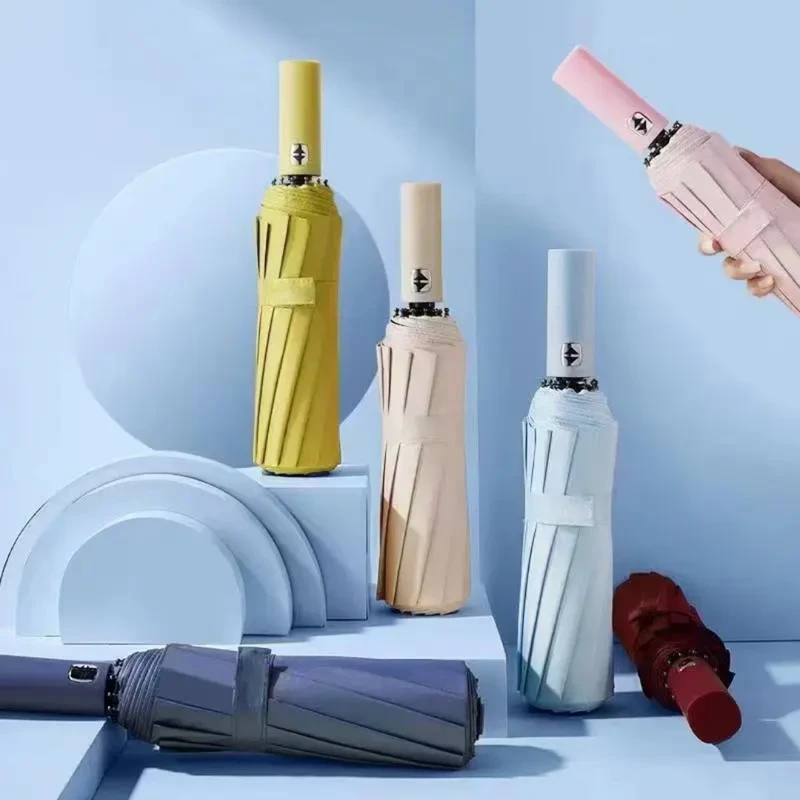 Premium 12-Ribs Automatic Dual-Person Umbrella with Fiber Handle