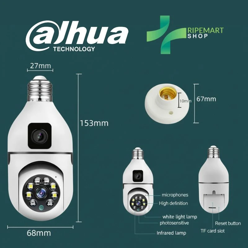 🛡️ Dahua Smart Wi-Fi Bulb Security Camera (360° Full HD) | Two-Way Audio | Night Vision
