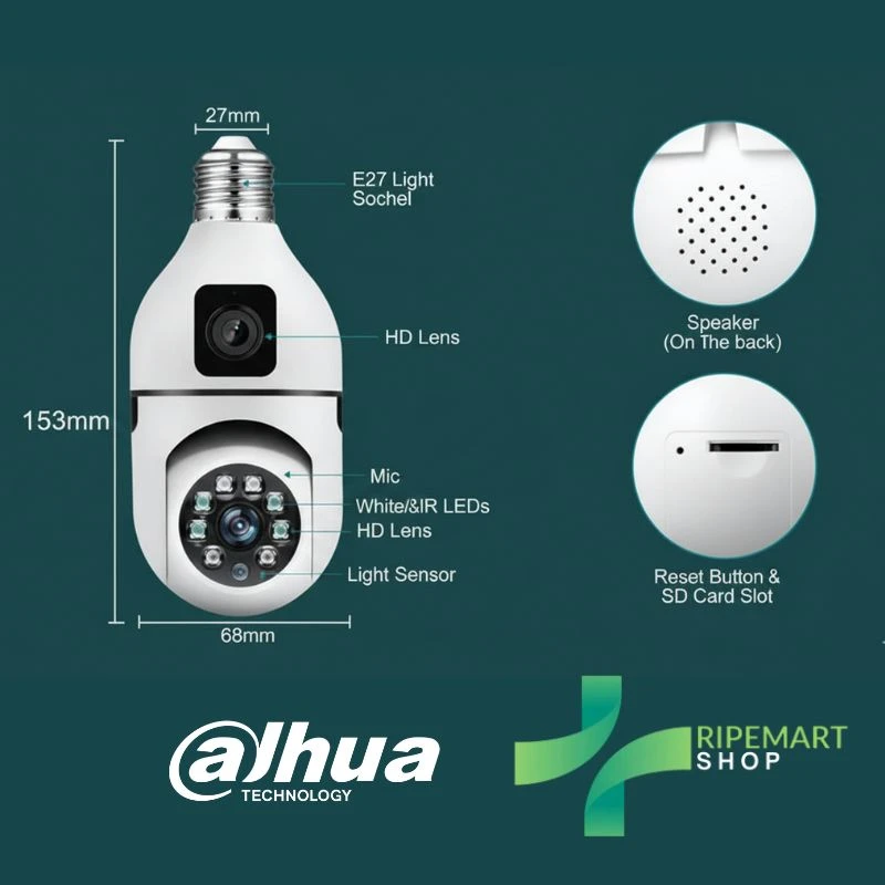 🛡️ Dahua Smart Wi-Fi Bulb Security Camera (360° Full HD) | Two-Way Audio | Night Vision