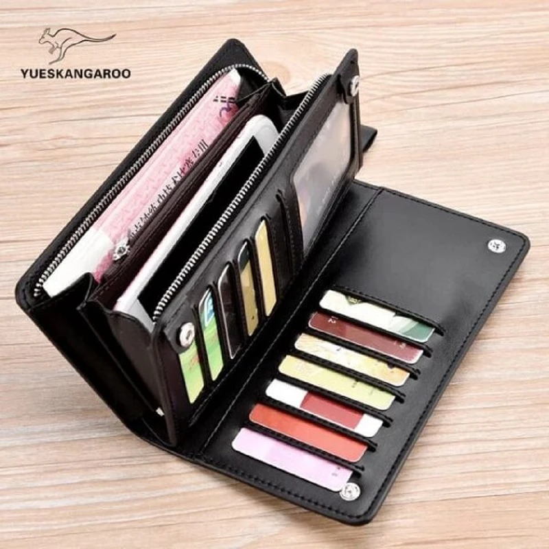YUESKANGAROO Genuine Leather Luxury Long Wallet For Man - Thumbnail 3