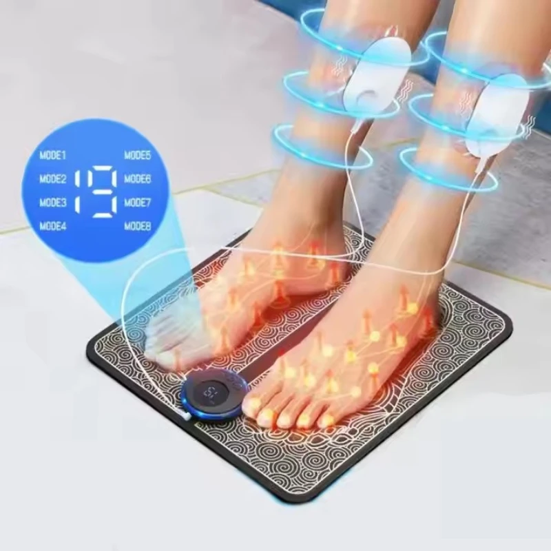 Electric EMS Foot Massager Mat With 2pcs Massage Pad