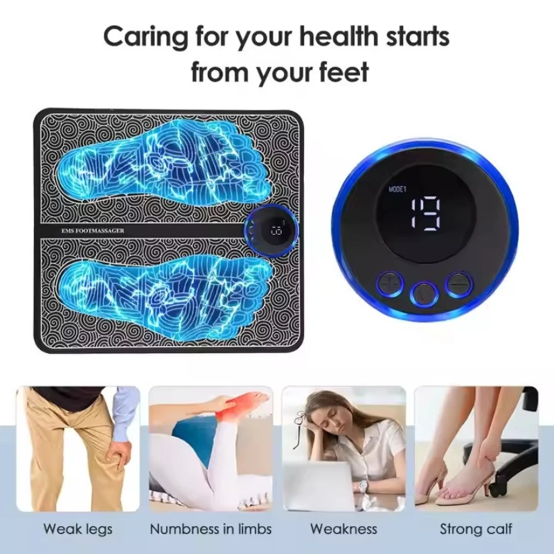Electric EMS Foot Massager Mat With 2pcs Massage Pad