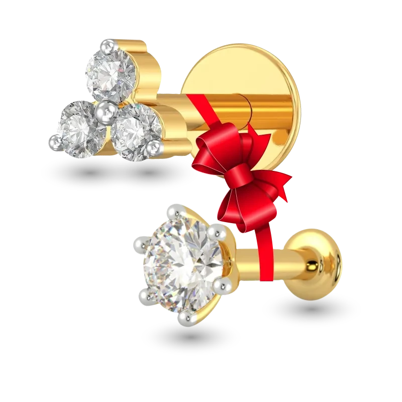 Best Selling 1+3 Stone Diamond Cut Nose Pin