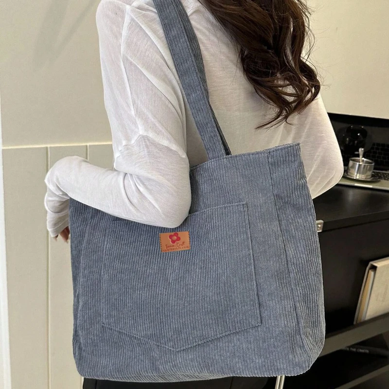 Casual Elegant Grey Color Binding Tote Bag