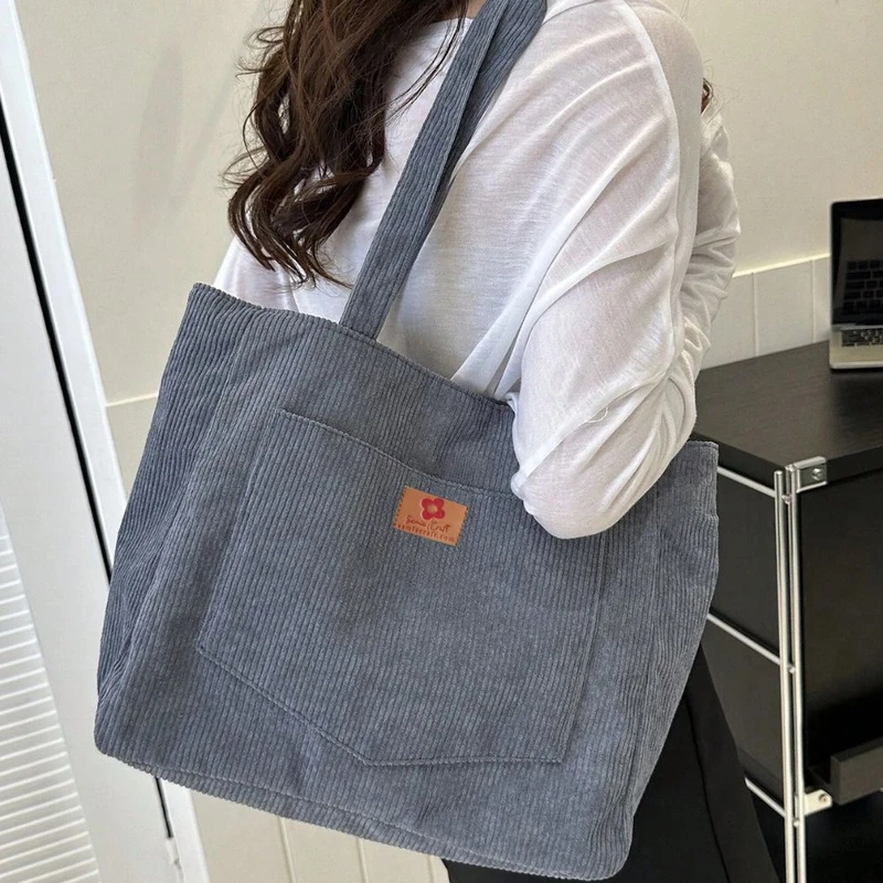 Casual Elegant Grey Color Binding Tote Bag