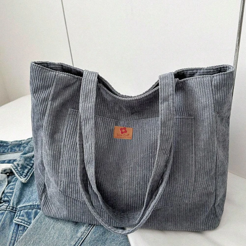 Casual Elegant Grey Color Binding Tote Bag - Image 3