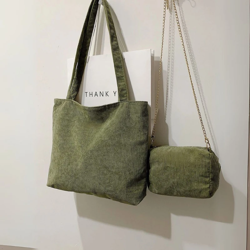 Army Green Colorful Letter Tote Bag Set