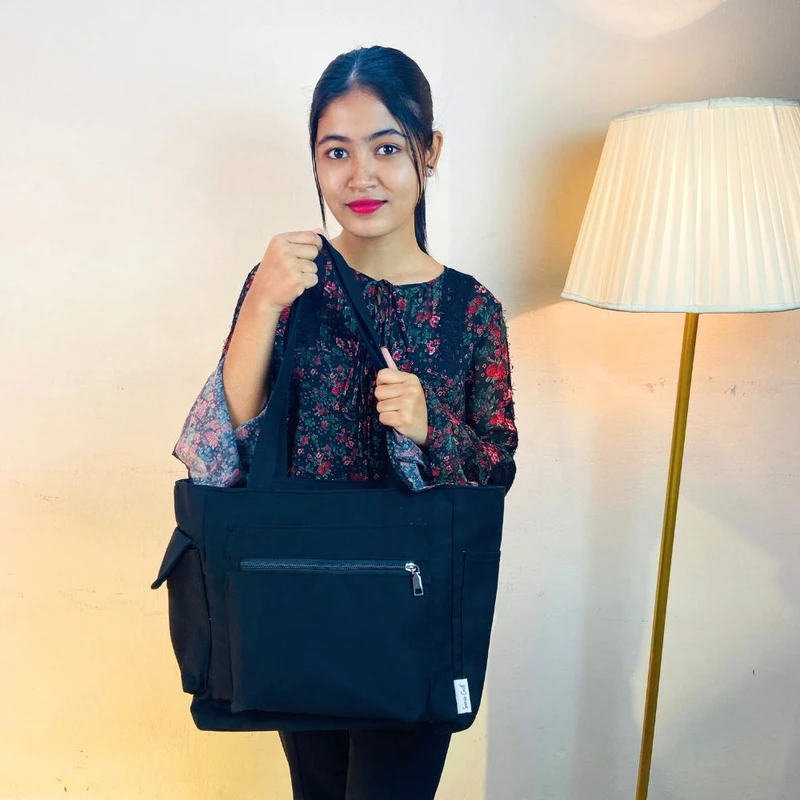 Deep Black Color Large Shoulder Bag