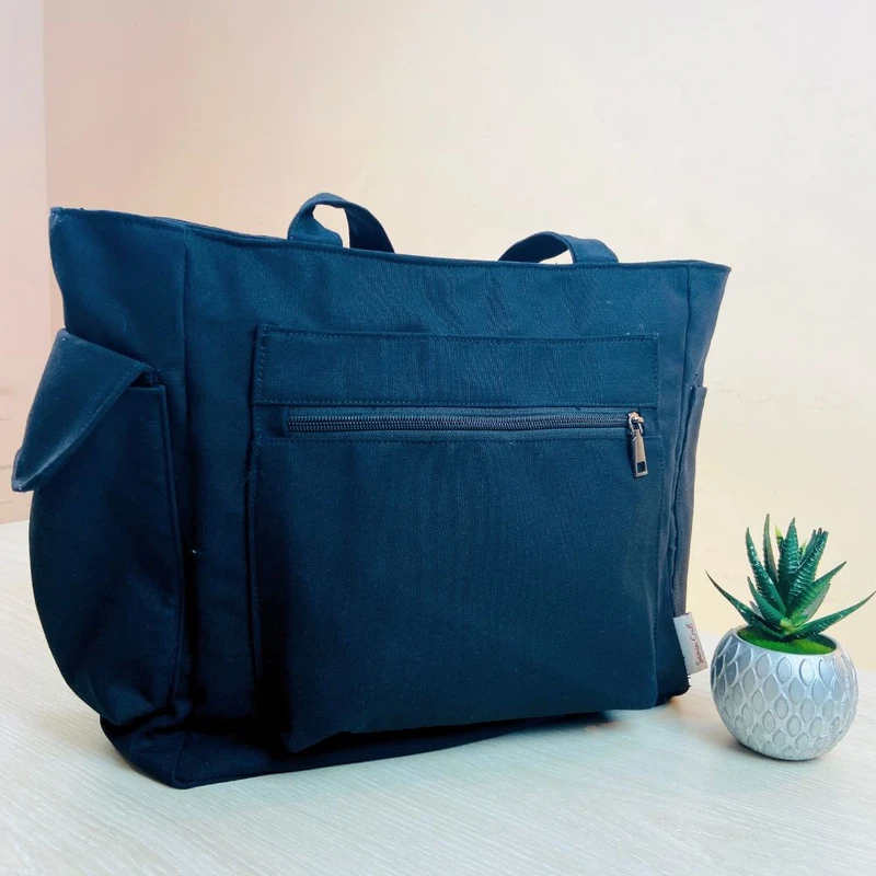 Deep Black Color Large Shoulder Bag - Image 3