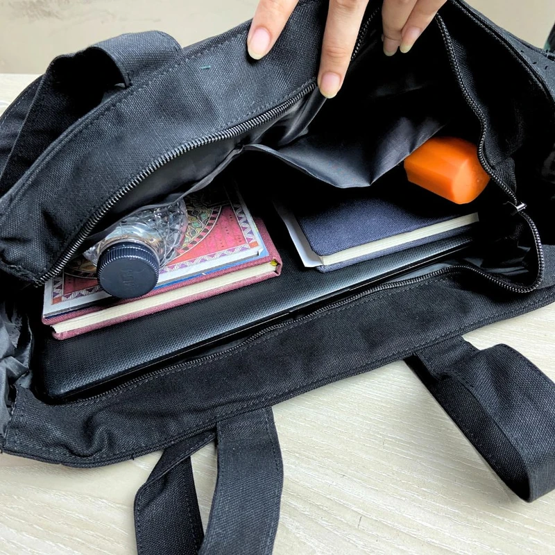 Deep Black Color Large Shoulder Bag - Image 4