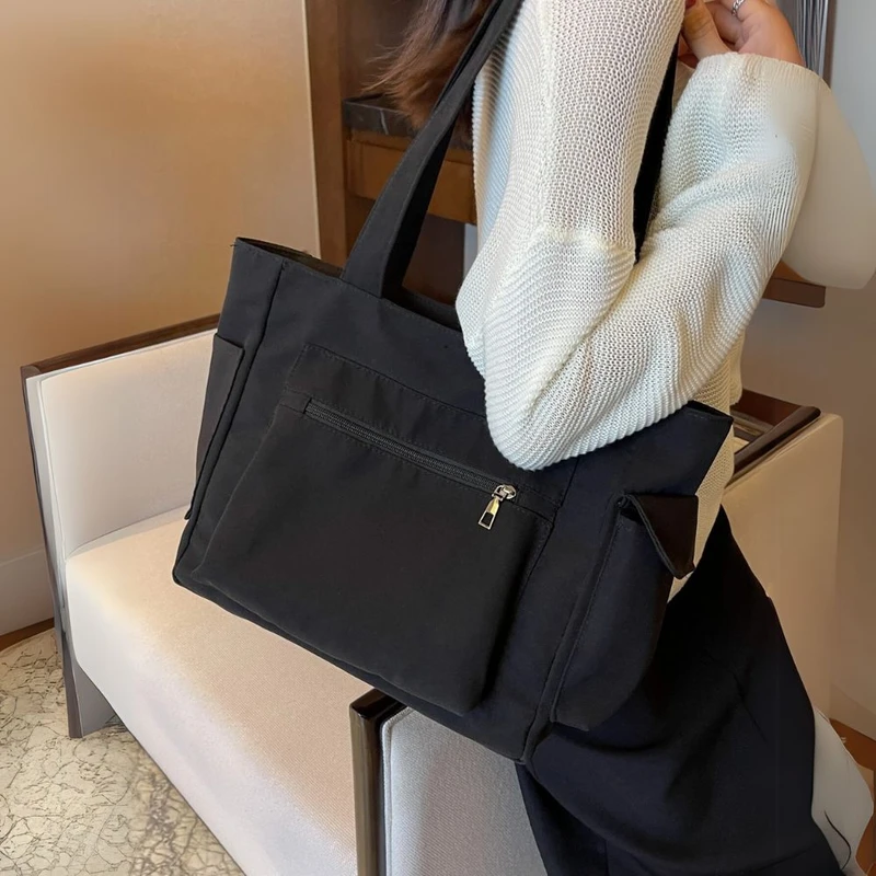 Unisex Ruched Black Color Shopper Bag